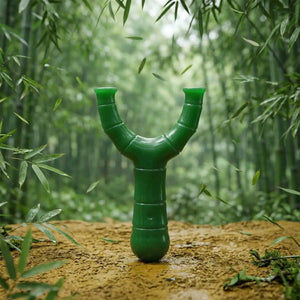 Dark Olive Green GREEN BAMBOO ABS Resin Slingshot – Nature Inspired Bamboo Design Portable Outdoor Slingshot INDIAN SLINGSHOT