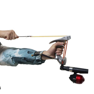 White Smoke GRIPFANG Anti-Slip Aluminum Alloy Pulley Fishing Slingshot Combo MARKSMAN