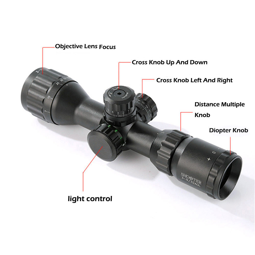 White Smoke GZ1-0346 3-9X32 Adjustable Optical Scope with Flip-Up Lens Covers MARKSMAN