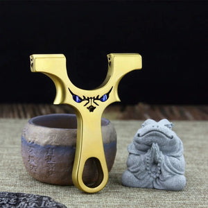 Black Golden Little Monster Stainless Steel Slingshot INDIAN SLINGSHOT