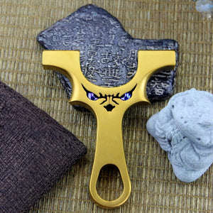 Dim Gray Golden Little Monster Stainless Steel Slingshot INDIAN SLINGSHOT