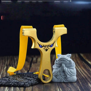 Black Golden Little Monster Stainless Steel Slingshot INDIAN SLINGSHOT