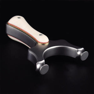 Black Golden Pearl Grip Stainless Steel Slingshot | Round Head Design | Ergonomic Portable Frame INDIAN SLINGSHOT