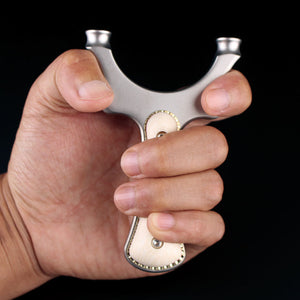 Black Golden Pearl Grip Stainless Steel Slingshot | Round Head Design | Ergonomic Portable Frame INDIAN SLINGSHOT