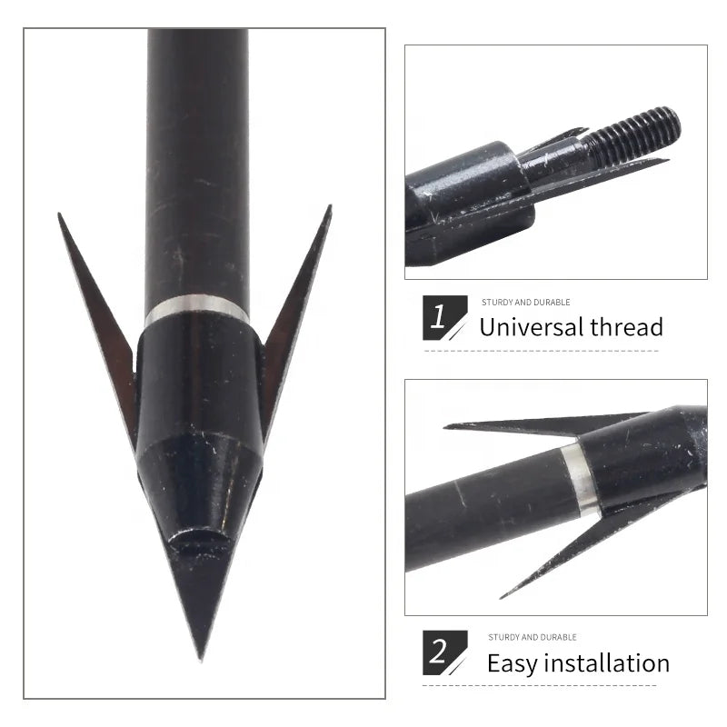 Dark Slate Gray SPG 100-Grain Stainless Steel Screw-In Arrow Tip — Black SPG