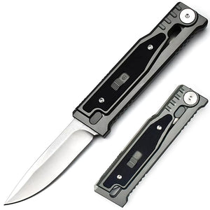 Gray High-Grade Gravity pocket knife with Mechanical Physics Opening | EDC, Camping, Survival, or Self-defense MARKSMAN