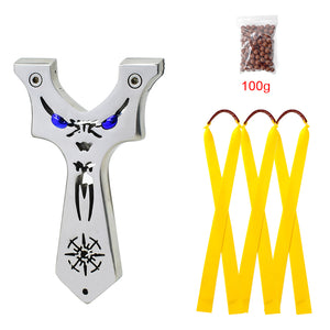 Light Gray Compass Cut Little Monster Stainless Steel Slingshot MARKSMAN