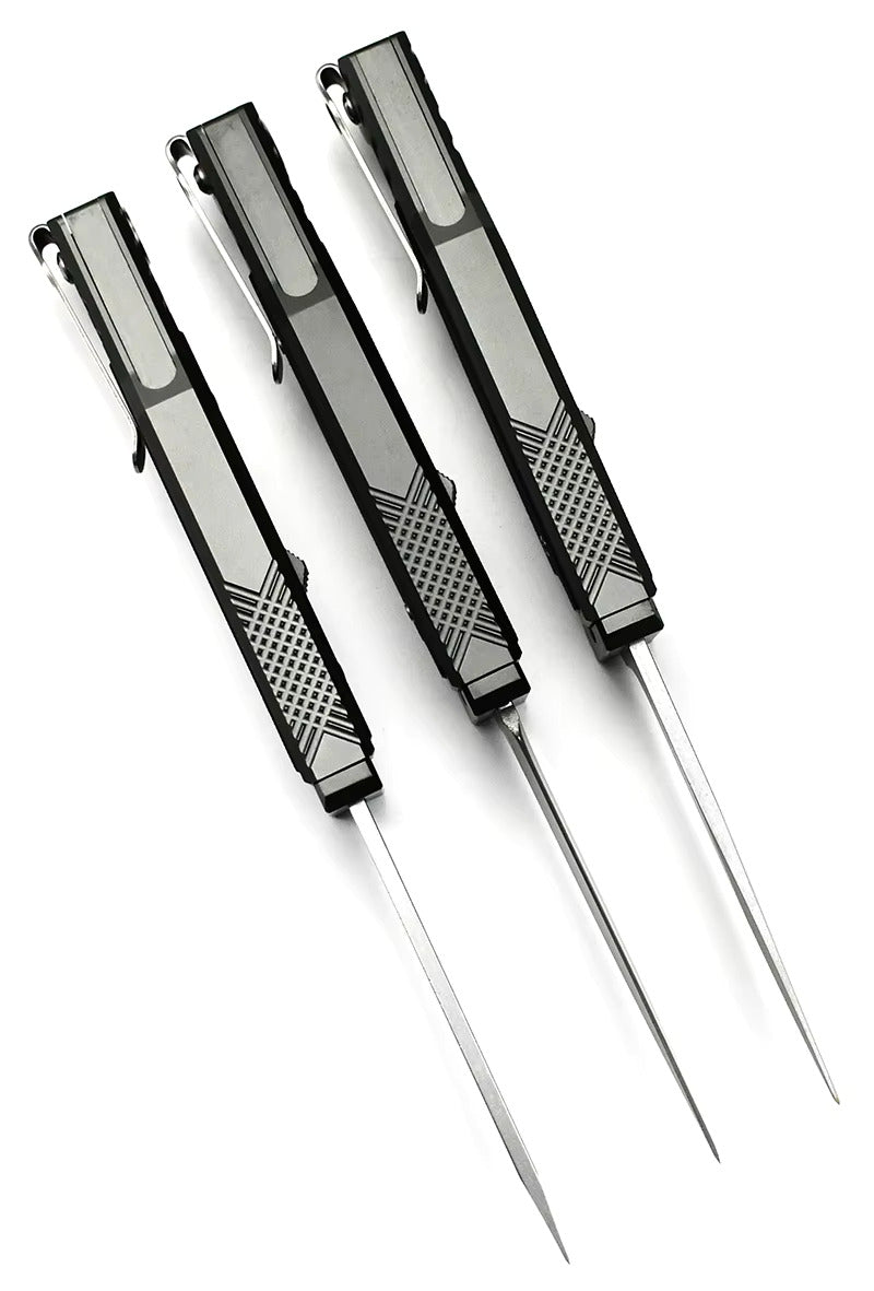 Light Gray High-Grade Gravity pocket knife with Mechanical Physics Opening | EDC, Camping, Survival, or Self-defense MARKSMAN