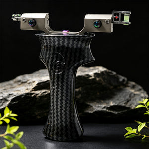 Black HELIX Zinc Alloy Slingshot | Carbon Fiber Texture Handle MARKSMAN
