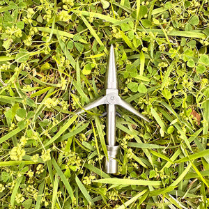 Dark Olive Green 3.5" Double Barb Rock Point Stainless Steel Hardened Spear Tip – Durable Spear End for Diving Equipment INDIAN SLINGSHOT