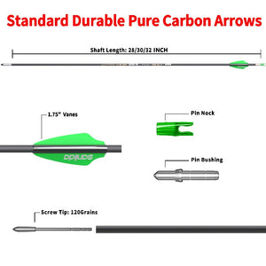 White Smoke Sanlida® Hero 9 Target Compound Carbon Arrows – 12pcs | High Precision ±0.003 Straightness SANLIDA