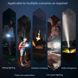 Black High Lumens Zoomable LED Flashlight Rechargeable Long Range Torch for Camping and Travel INDIAN SLINGSHOT