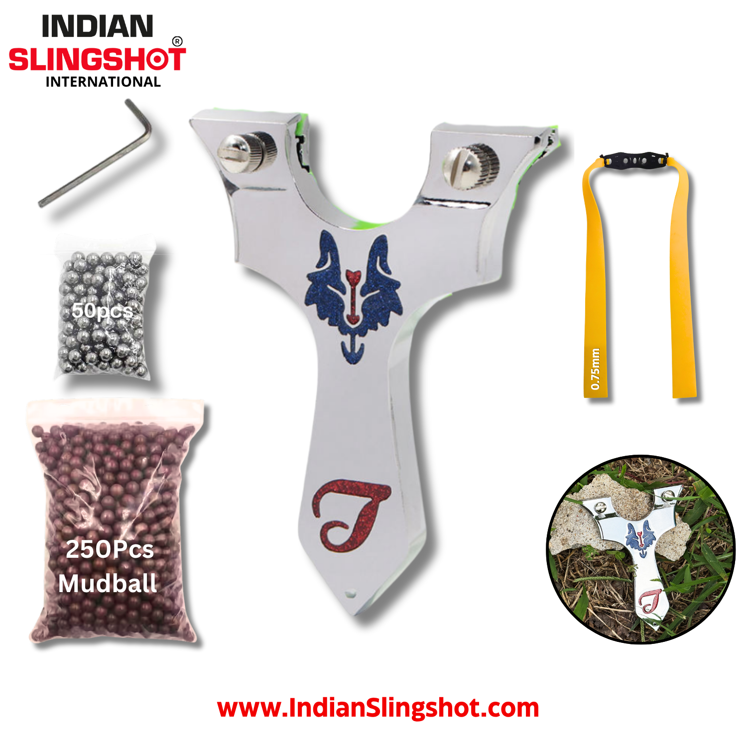 Gray Alloy Blue Wolf Head Slingshot MARKSMAN