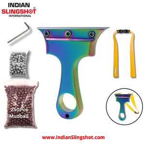 White Smoke Rainbow Impact Stainless Steel Slingshot with 3 Colored Screws Sling Tool INDIAN SLINGSHOT