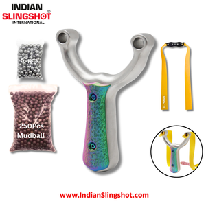 White Smoke ColorShift Stainless Steel Slingshot INDIAN SLINGSHOT