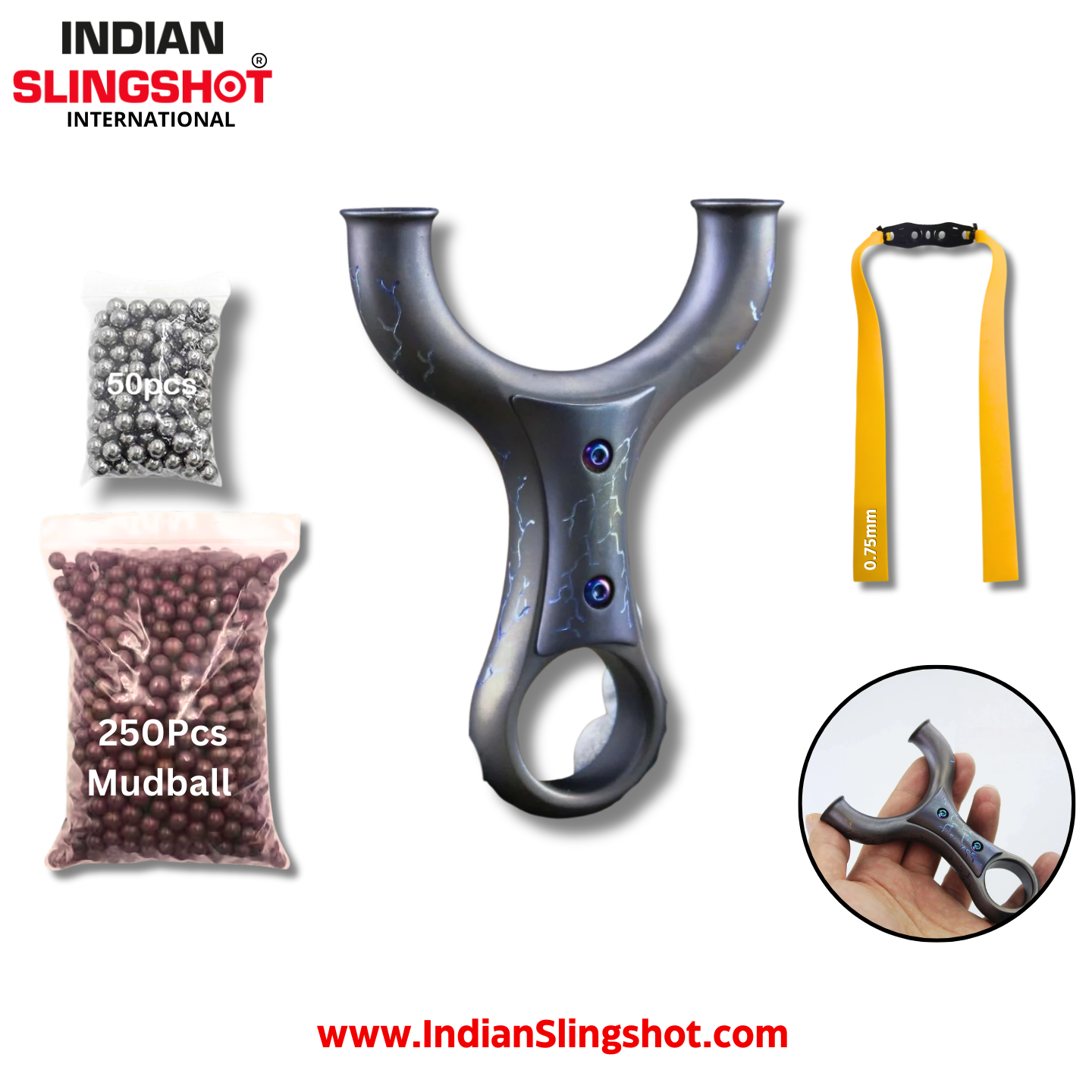 White Smoke ThunderCrack Titanium Slingshot INDIAN SLINGSHOT