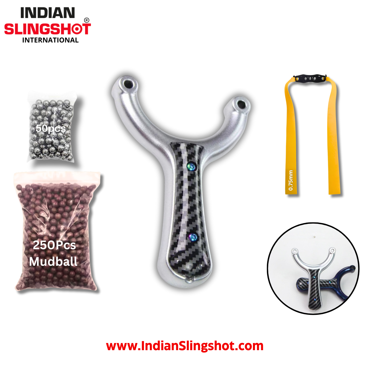 White Smoke CarbonNova Resin Slingshot INDIAN SLINGSHOT