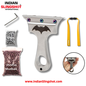 White Smoke Shadow Bat Stainless Steel Slingshot with Colored Screws INDIAN SLINGSHOT