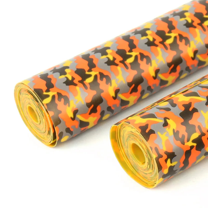 White Smoke 1 Meter Yellow Camouflage Slingshot Flat Rubber Band Roll 0.70mm / 0.75mm Thickness High Stretch Natural Latex Sheet INDIAN SLINGSHOT