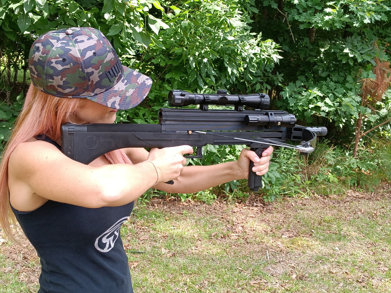 Dark Slate Gray Junxing M4 80LBS  Repeating Crossbow with Arrow & Steel Ball Support for Outdoor Target Shooting and Fishing JUNXING