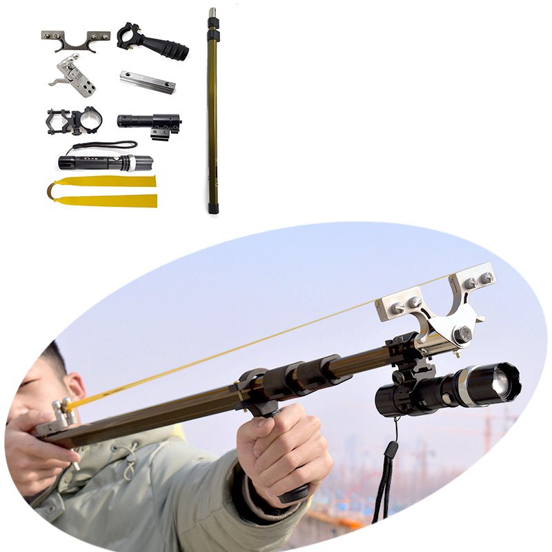 Light Gray LR7 Rod Slingshot With Laser & Torch MARKSMAN