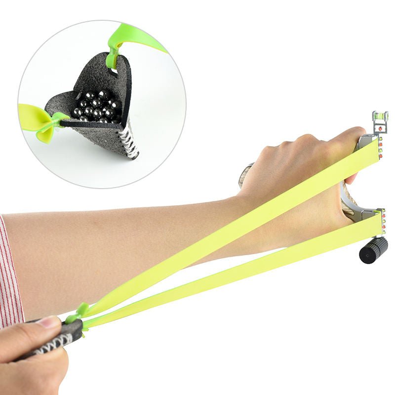 Tan Multi-Shot Large Capacity Slingshot Pit Pouch with Flat Rubber Band Outdoor Slingshot Shooting Steel Ball Accessories SLINGSTER