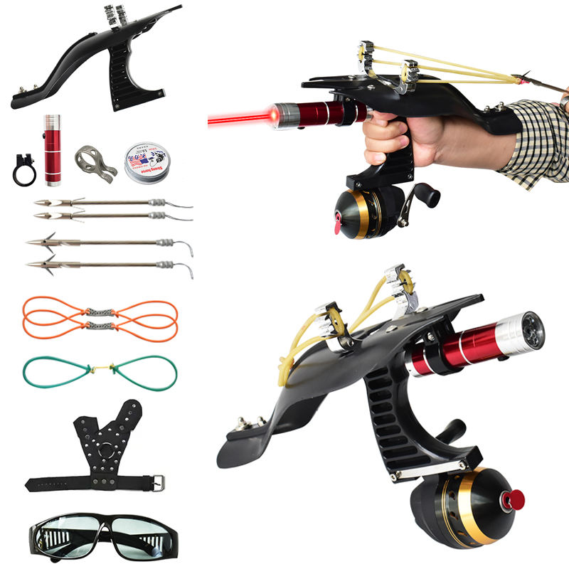 Light Gray Outdoor Laser Fishing Shooting Slingshot With High Quality Powerful Slingshot Accessories Set INDIAN SLINGSHOT
