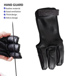 Dark Slate Gray SPG Leather 3-Finger Hand Guard ā Adjustable Archery Glove (Black) SPG