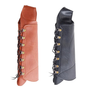 Dim Gray SPG Leather Arm Guard – Adjustable Traditional Archery Protection SPG