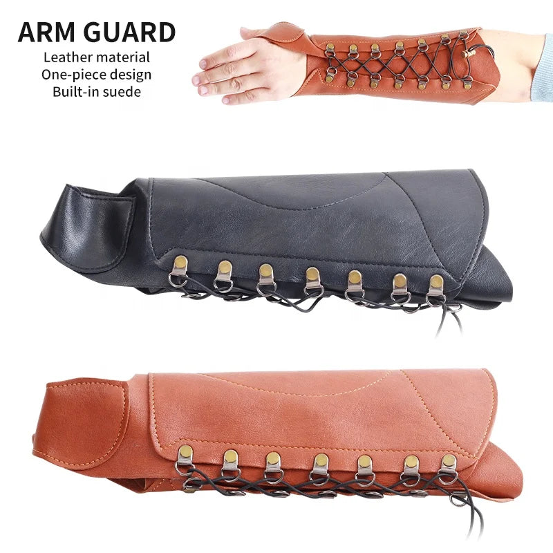Rosy Brown SPG Leather Arm Guard – Adjustable Traditional Archery Protection SPG