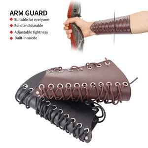 Dim Gray SPG Leather Arm Guard – Adjustable PU Forearm Protector (Black/Brown) SPG