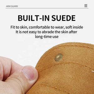 Beige SPG Leather Arm Guard – Adjustable Archery Forearm Protector (Brown) SPG