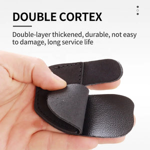 Antique White SPG Leather Finger Protector Adjustable Archery Guard – Black SPG