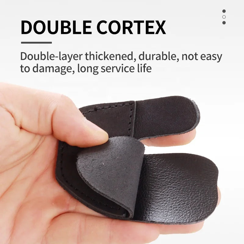 Antique White SPG Leather Finger Protector Adjustable Archery Guard – Black SPG