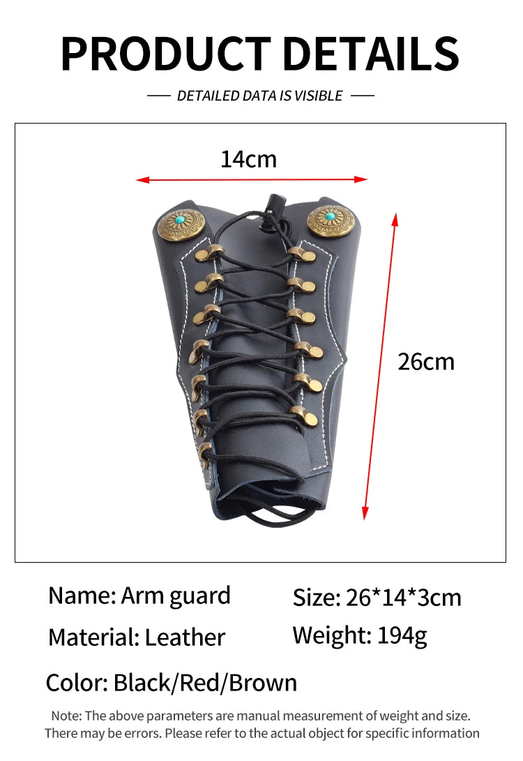 Dark Slate Gray SPG Leather Archery Arm Guard ā Adjustable Forearm Protector for Recurve & Compound Bows | Black, Red, Brown SPG