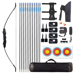 Light Gray SPG M3 Recurve Bow and Arrow Set | 30/40 lbs Wooden Riser Archery Kit SPG
