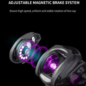 Black High Speed 8kg Drag Magnetic Brake Baitcasting Fishing Reel 7.2:1 Gear Ratio MARKSMAN