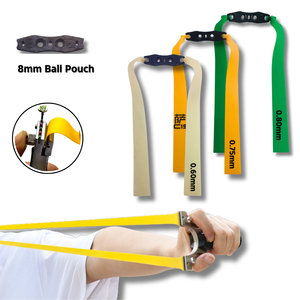 Gray Pack of 3 Slingshot Replacement Flat Bands | 17cm, 20cm & 24cm | 0.60mm, 0.75mm & 0.80mm |  Natural Rubber Color, Yellow & Green | Natural Latex Slingshot Catapult Accessories INDIAN SLINGSHOT