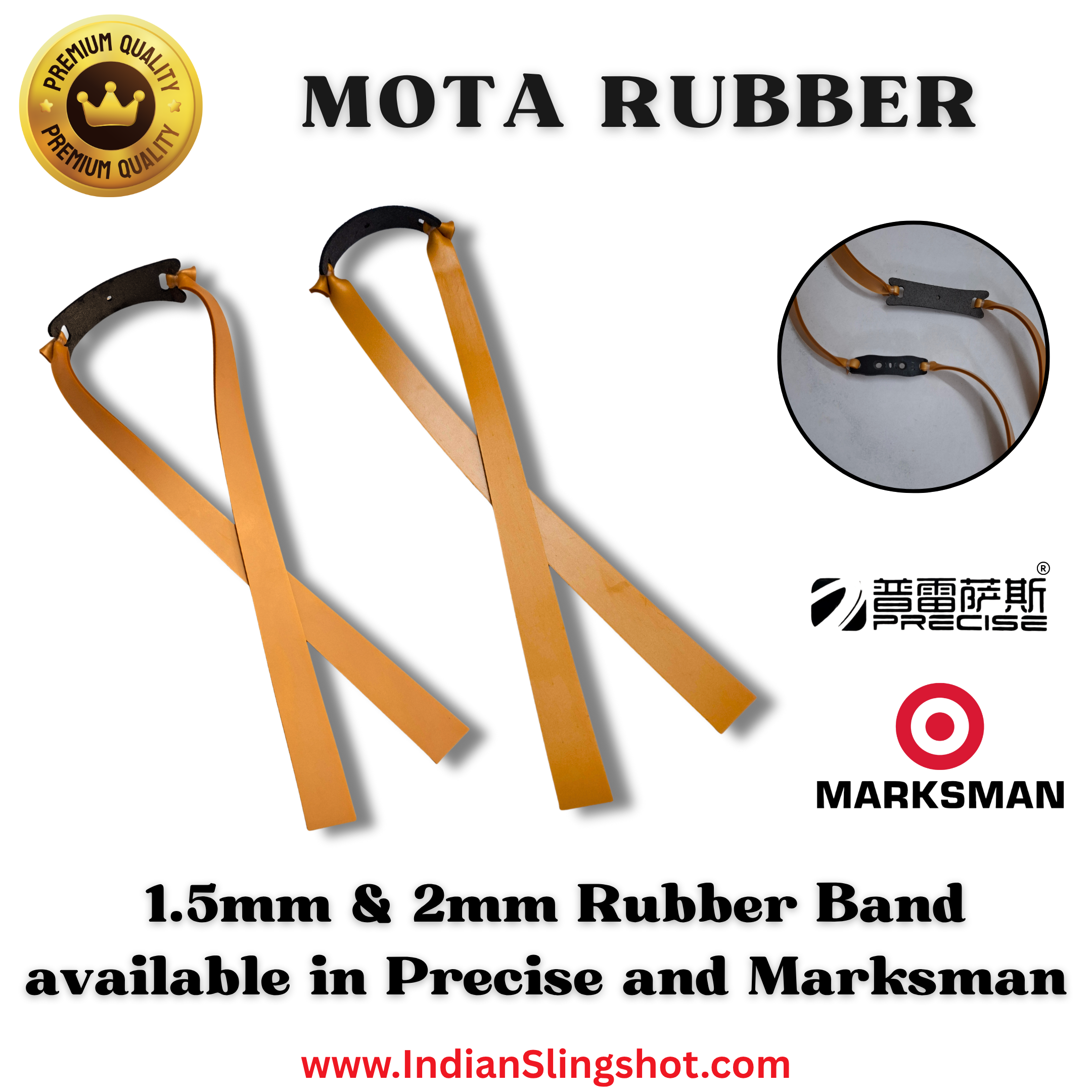 Gray Mota Hard Rubber Band for Slingshots (1.5mm & 2mm Thickness) INDIAN SLINGSHOT