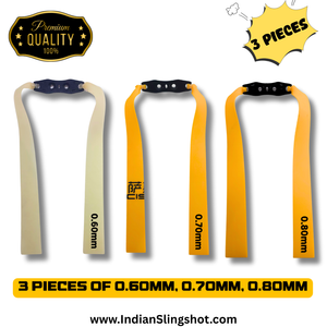 Goldenrod Pack of 3 Slingshot Replacement Flat Bands | 17cm, 20cm & 24cm | 0.60mm, 0.70mm & 0.80mm | White & Yellow | Natural Latex Slingshot Catapult Accessories INDIAN SLINGSHOT