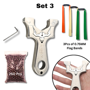 Light Gray Bull Head QHV Stainless Steel Slingshot MARKSMAN