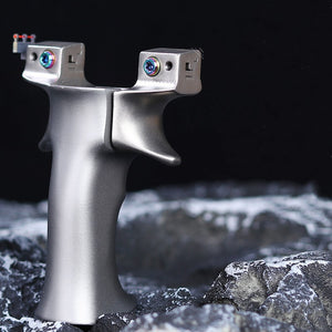 Light Gray Mascot Aluminum Handle Fast Pressing Elephant Competitive Clip Stainless Steel Outdoor Shooting Slingshot INDIAN SLINGSHOT