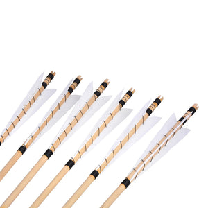 White Smoke Medieval Style Wooden Archery Arrows with Turkey Feathers – 32" Indonesian White Wood Arrows for Longbow & Recurve Practice INDIAN SLINGSHOT