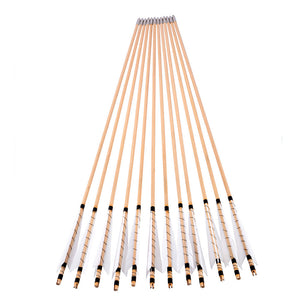 White Smoke Medieval Style Wooden Archery Arrows with Turkey Feathers – 32" Indonesian White Wood Arrows for Longbow & Recurve Practice INDIAN SLINGSHOT