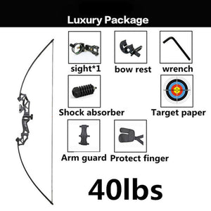 Black 40-50 LBS Right Handed Recurve Bow Archery MARKSMAN