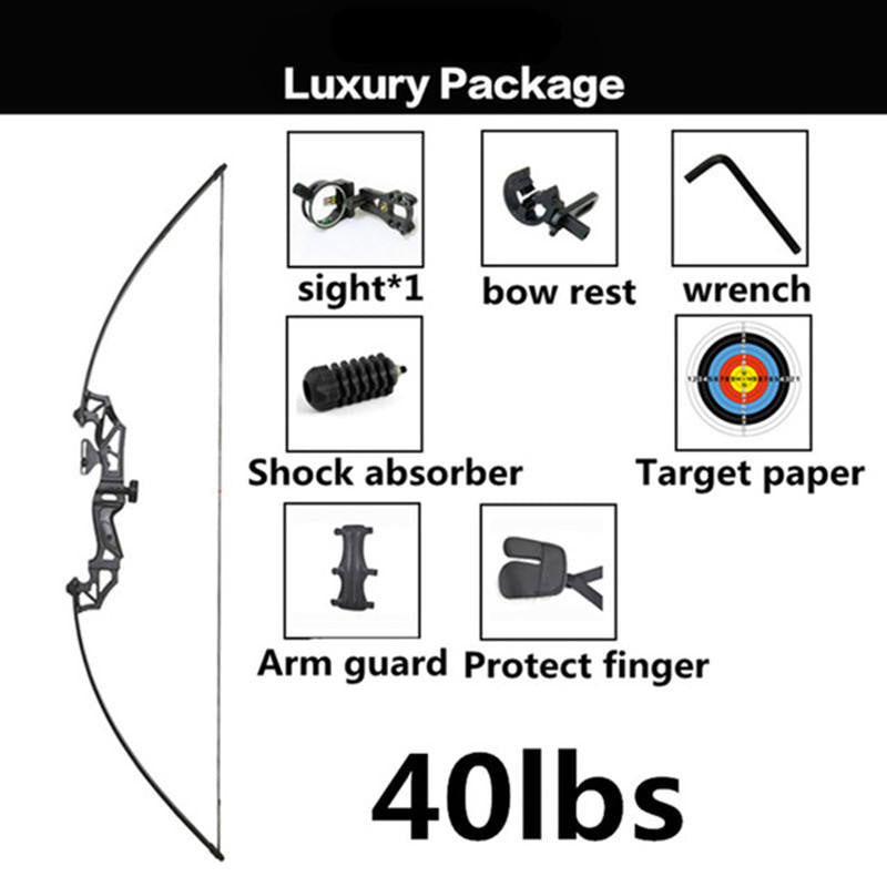 Black 40-50 LBS Right Handed Recurve Bow Archery MARKSMAN