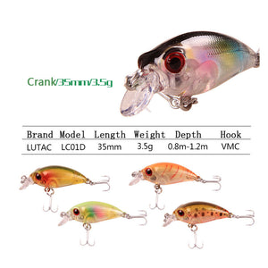White Smoke Mini ABS Floating Crankbait Lure 35mm 2.5g with 3D Eyes & VMC Hook MARKSMAN