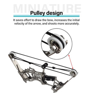 Light Gray SPG Mini Compound Bow Stainless Steel | 15cm Silver Archery Toy SPG