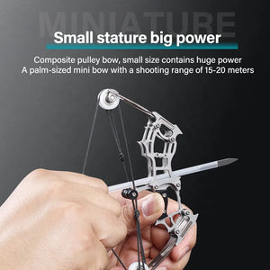 Dark Slate Gray SPG Mini Compound Bow Stainless Steel | 15cm Silver Archery Toy SPG