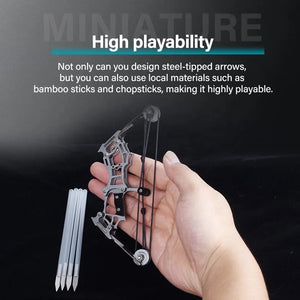 Gray SPG Mini Compound Bow Stainless Steel | 15cm Silver Archery Toy SPG